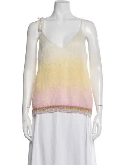 Pre-owned Rose Carmine Mohair V-neck Sweater In Neutral