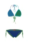 Rose Carmine Multicolor Crochet Bikini In Multi