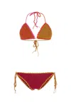 Rose Carmine Multicolor Crochet Bikini In Multi