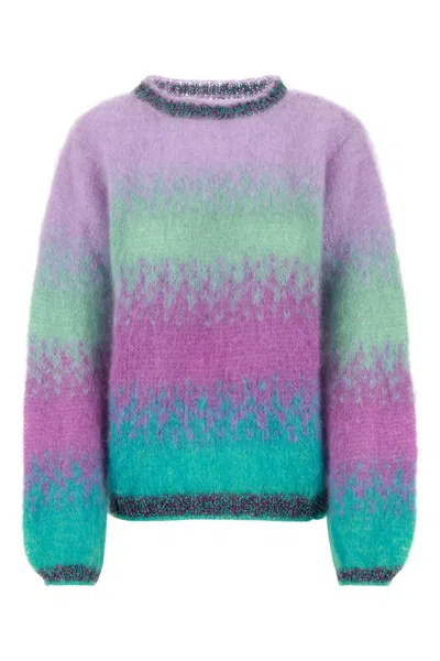 Rose Carmine Multicolor Mohair Blend Sweater