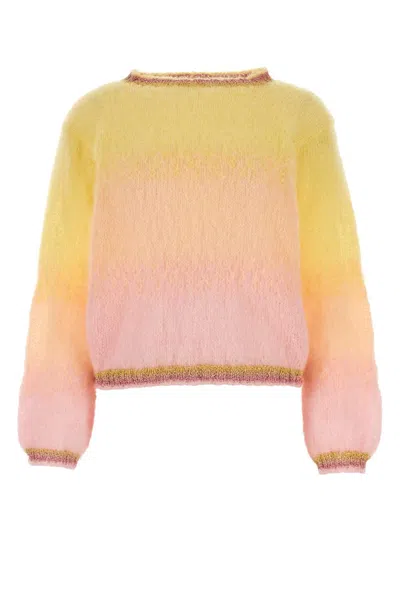 Rose Carmine Multicolor Mohair Blend Sweater In Sorbet