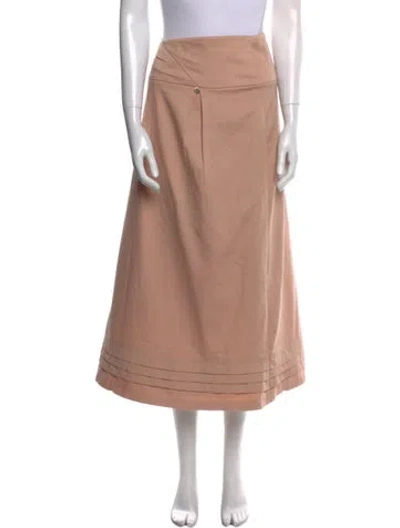 Pre-owned Rose Carmine Pleated Accents Midi Length Skirt In Multi