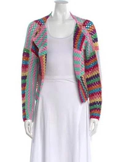 Pre-owned Rose Carmine Printed Scoop Neck Sweater In Multi