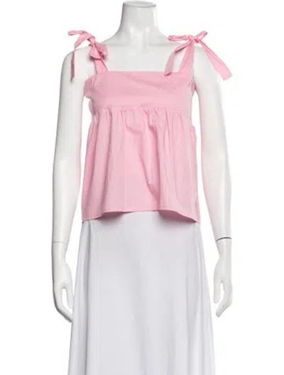 Pre-owned Rose Carmine Square Neckline Sleeveless Top W/ Tags In Pink