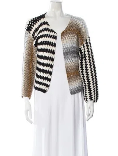 Pre-owned Rose Carmine Striped V-neck Sweater In Black