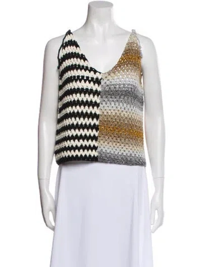 Pre-owned Rose Carmine Striped V-neck Sweater In Gray