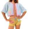 Rose Carmine Sweet Cardigan In Light Blue In Multi