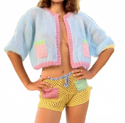Rose Carmine Sweet Cardigan In Light Blue In Multi