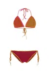 Rose Carmine Multicolor Crochet Bikini In Multi