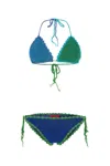 Rose Carmine Multicolor Crochet Bikini In Multi