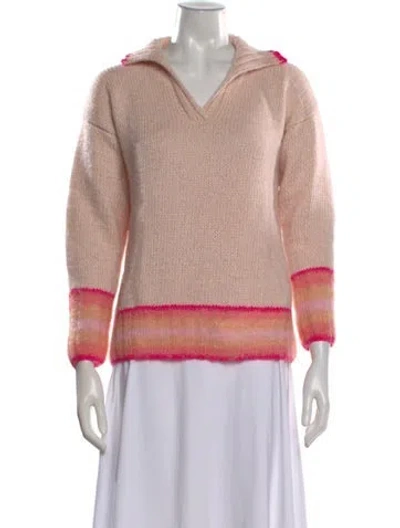 Pre-owned Rose Carmine V-neck Sweater In Pink