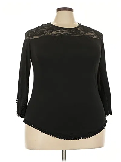 Pre-owned Rose Gal 3/4 Sleeve Top Black Mock Neckline Tops