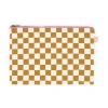 ROSE IN APRIL LILI CARAMEL CHECK PRINT POUCH
