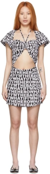 Rose Murdoch Black & White Sasha Mini Dress In Bad Guy Print