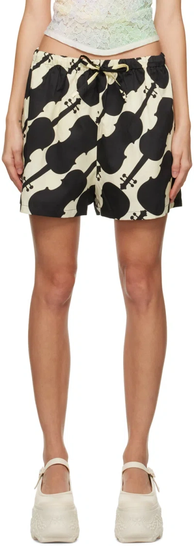 Rose Murdoch Yellow & Brown Teddy Shorts In Cello Print