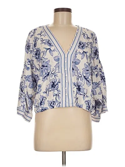 Pre-owned Rose + Olive 3/4 Sleeve Blouse In Blue