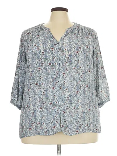Pre-owned Rose + Olive 3/4 Sleeve Blouse In Blue