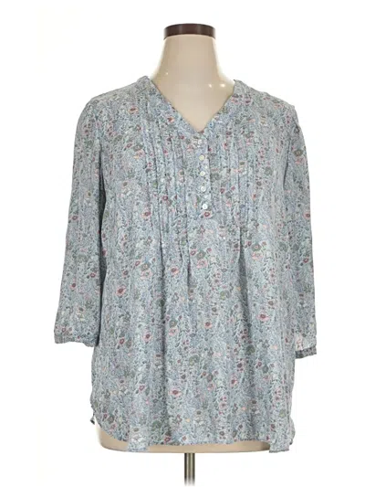 Pre-owned Rose + Olive 3/4 Sleeve Blouse In Blue