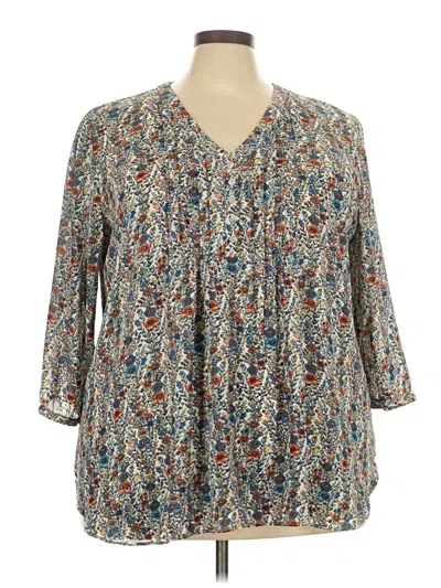 Pre-owned Rose + Olive 3/4 Sleeve Blouse In Blue
