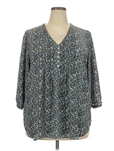Pre-owned Rose + Olive 3/4 Sleeve Blouse In Blue
