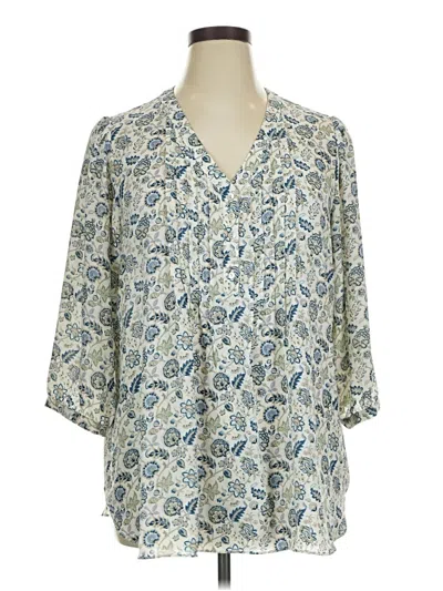 Pre-owned Rose + Olive 3/4 Sleeve Blouse In Blue