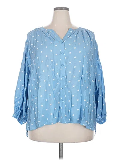 Pre-owned Rose + Olive 3/4 Sleeve Blouse In Blue