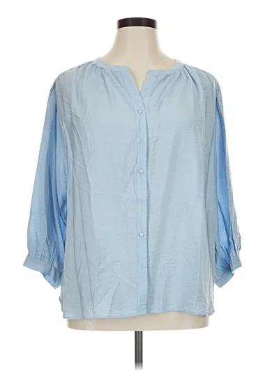 Pre-owned Rose + Olive 3/4 Sleeve Blouse In Blue