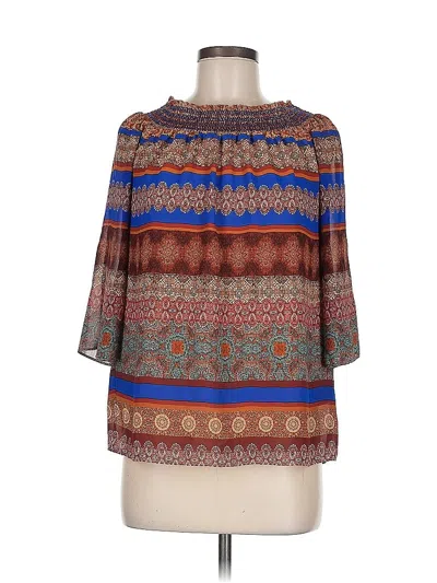 Pre-owned Rose + Olive 3/4 Sleeve Blouse In Brown