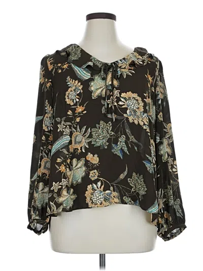 Pre-owned Rose + Olive 3/4 Sleeve Blouse In Brown
