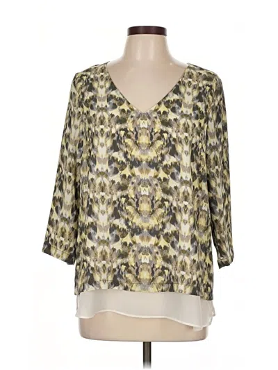 Pre-owned Rose + Olive 3/4 Sleeve Blouse In Gold