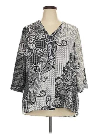 Pre-owned Rose + Olive 3/4 Sleeve Blouse In Gray
