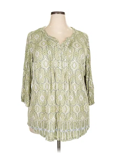 Pre-owned Rose + Olive 3/4 Sleeve Blouse In Green