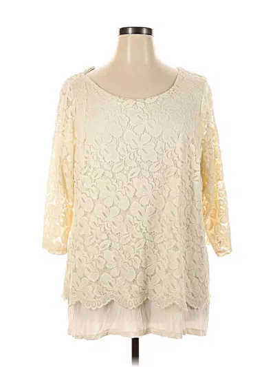 Pre-owned Rose + Olive 3/4 Sleeve Blouse In Ivory
