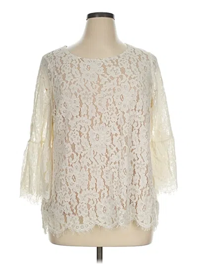 Pre-owned Rose + Olive 3/4 Sleeve Blouse In Ivory
