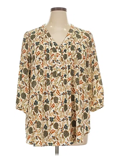 Pre-owned Rose + Olive 3/4 Sleeve Blouse In Ivory