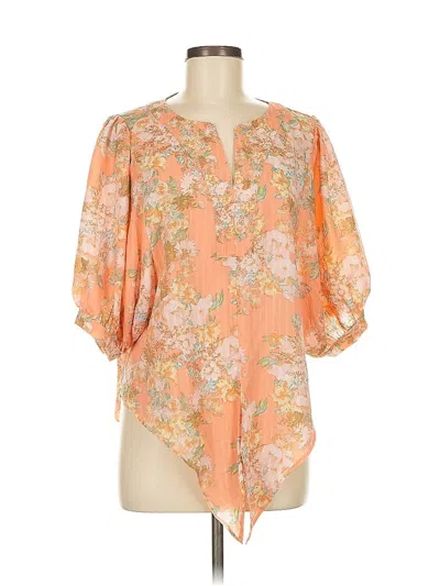 Pre-owned Rose + Olive 3/4 Sleeve Blouse In Orange
