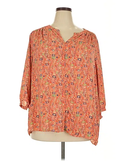 Pre-owned Rose + Olive 3/4 Sleeve Blouse In Orange