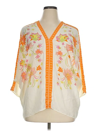 Pre-owned Rose + Olive 3/4 Sleeve Blouse In Orange
