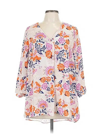 Pre-owned Rose + Olive 3/4 Sleeve Blouse In White