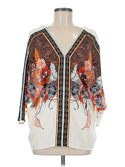 Pre-owned Rose + Olive 3/4 Sleeve Blouse In White