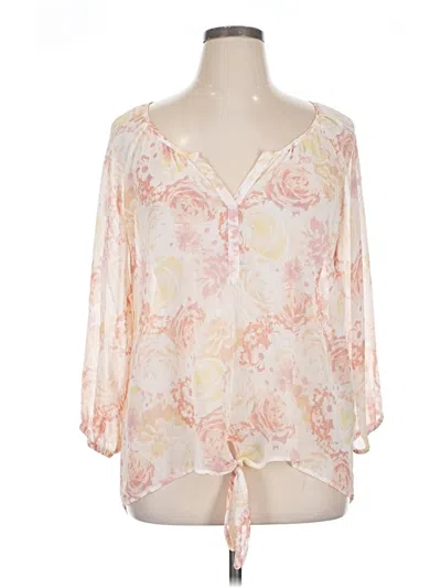 Pre-owned Rose + Olive 3/4 Sleeve Blouse In White