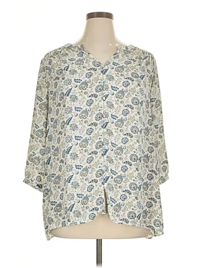 Pre-owned Rose + Olive 3/4 Sleeve Blouse In White
