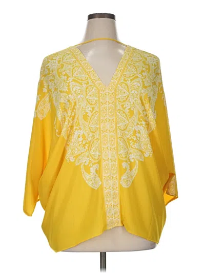 Pre-owned Rose + Olive 3/4 Sleeve Blouse In Yellow