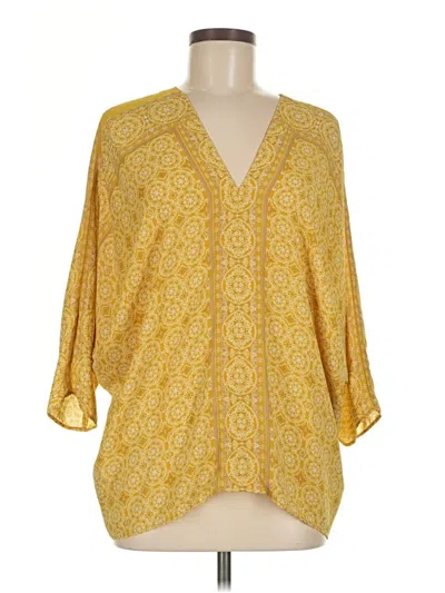 Pre-owned Rose + Olive 3/4 Sleeve Blouse In Yellow