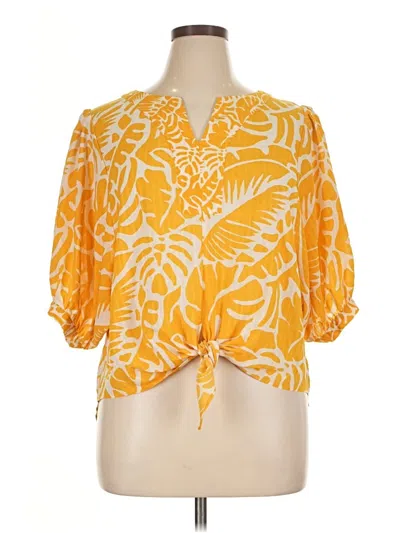 Pre-owned Rose + Olive 3/4 Sleeve Blouse In Yellow