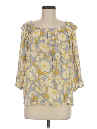 Pre-owned Rose + Olive 3/4 Sleeve Blouse In Yellow