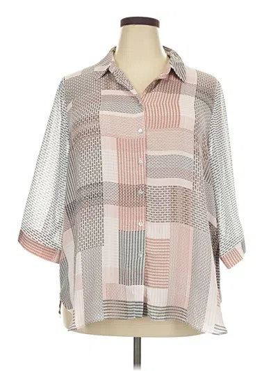 Pre-owned Rose + Olive 3/4 Sleeve Button Down Shirt In Gray