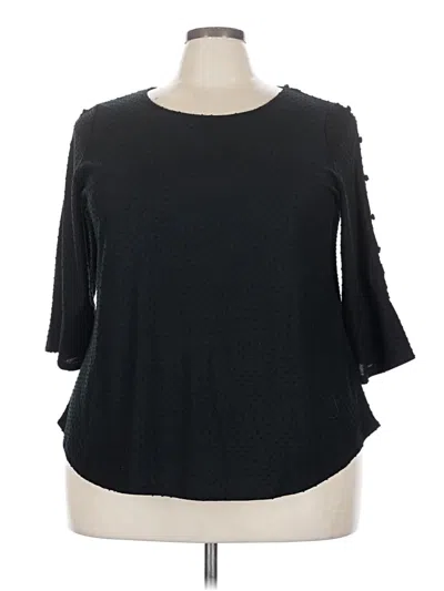 Pre-owned Rose + Olive 3/4 Sleeve Top Black Boatneck Tops