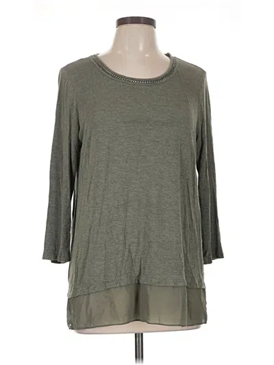 Pre-owned Rose + Olive 3/4 Sleeve Top Gray Crew Neck Tops