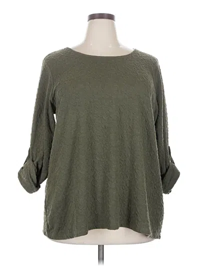 Pre-owned Rose + Olive 3/4 Sleeve Top Green Boatneck Tops